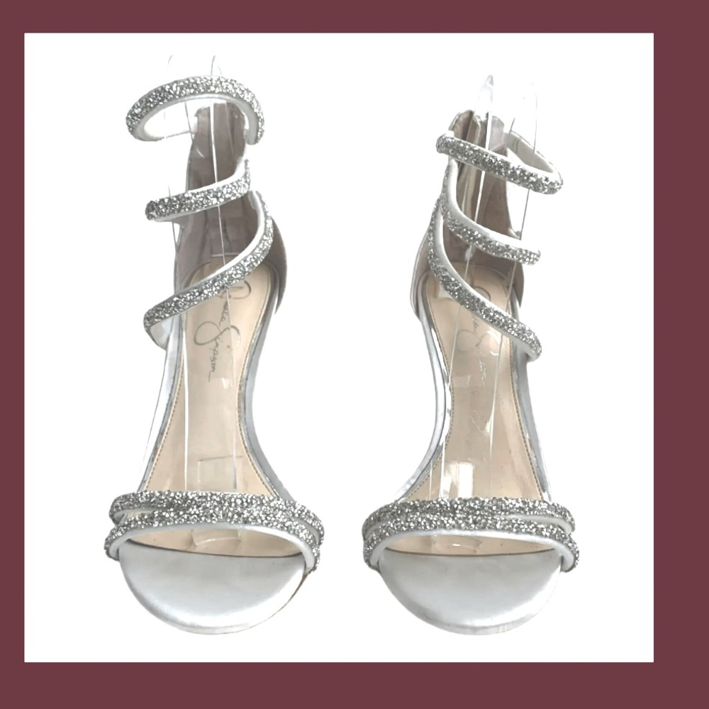 New Jessica Simpson White Rhinestone Trim Strappy Open Toe Women’s Shoes Size 6 - Picture 3 of 10